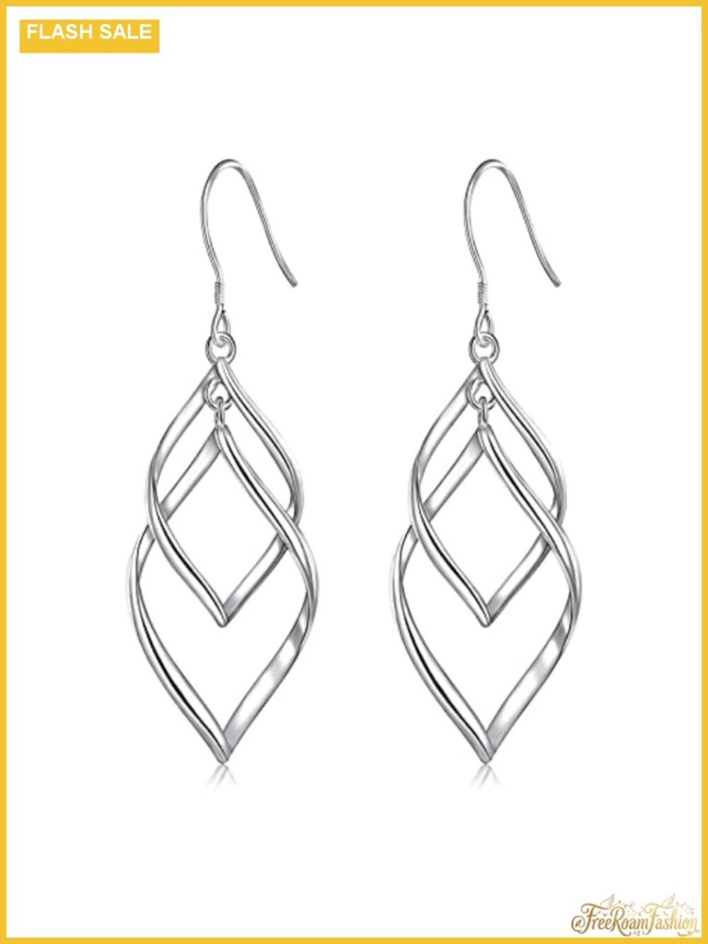 Sterling Silver Dangle Earrings 14k Gold Plated Double Linear Drop